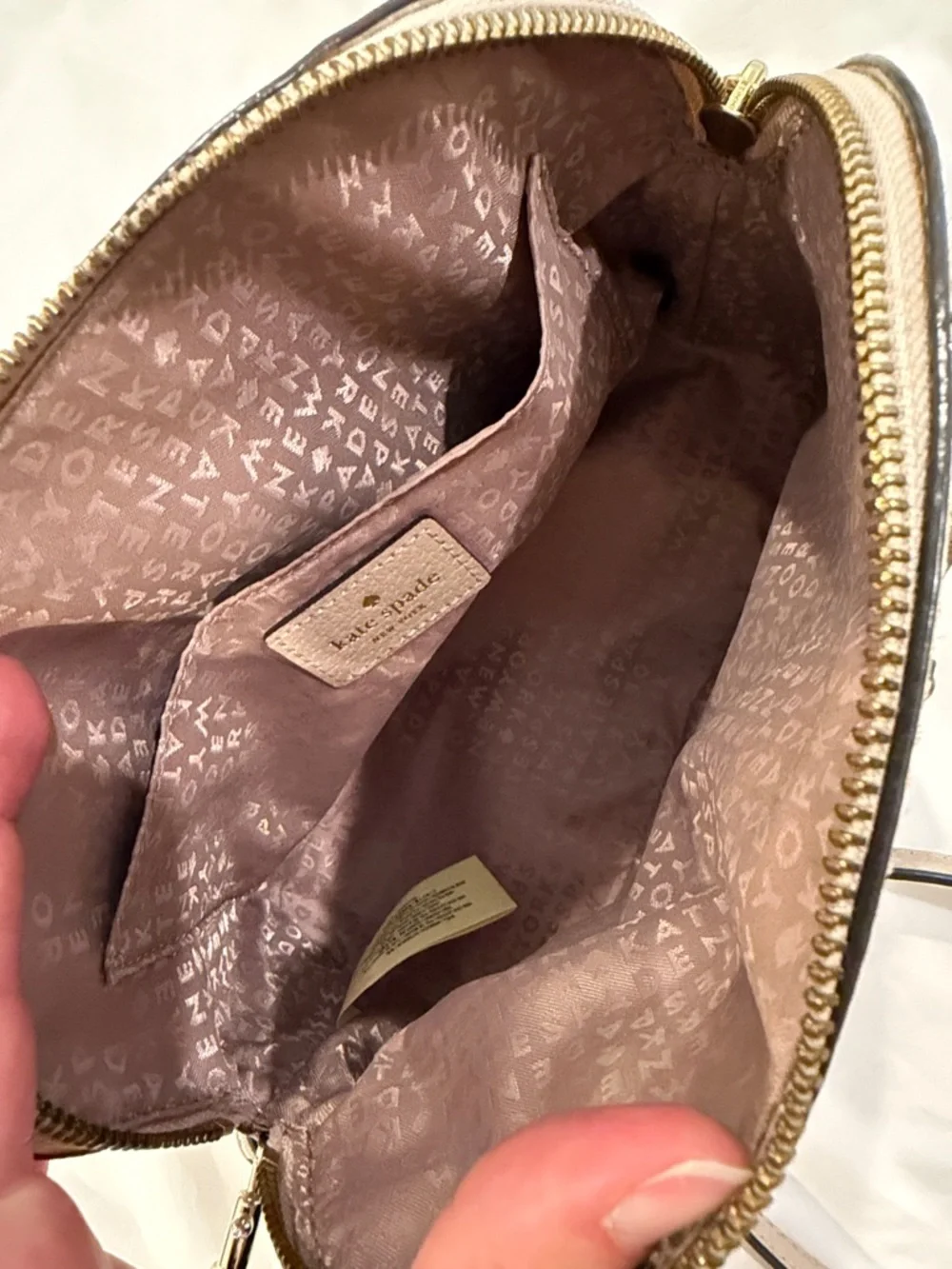 kate spade Two-Tone Dome Satchel in Beige and Cream